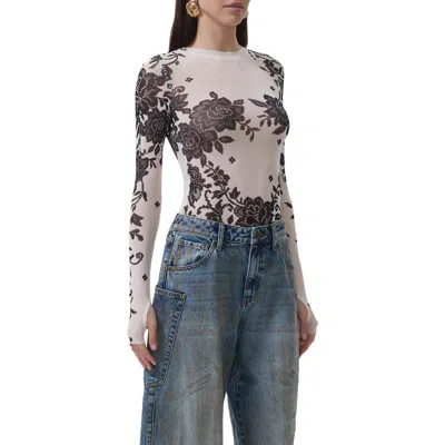 Afrm Kaylee Floral Mesh Top In Multi
