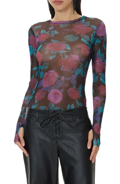 Afrm Kaylee Floral Mesh Top In Multi