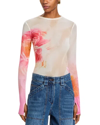 Afrm Kaylee Floral Top In Cloud Floral