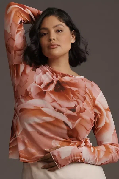 Afrm Kaylee Long-sleeve Mesh Top In Multi