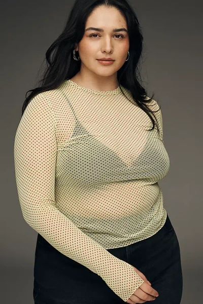 Afrm Kaylee Long-sleeve Mesh Top In Neutral