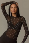 Afrm Kaylee Printed Mesh Top In Black