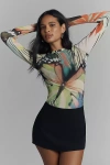 Afrm Kaylee Mesh Long-sleeve Top In Multicolor