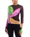Afrm Kaylee Print Mesh Top In Multi