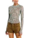Afrm Kaylee Print Mesh Top In Neutral