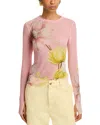 Afrm Zadie Print Turtleneck Top In Coral Bloom