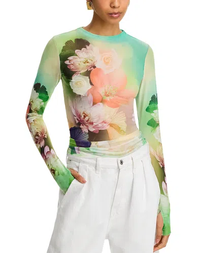 Afrm Zadie Print Turtleneck Top In Sunbeam Floral