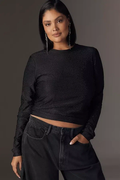 Afrm Kaylee Plus Studded Long-sleeve Top In Black