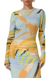 Afrm Kaylee Print Mesh Top In Bird Of Paradise
