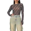 Afrm Kaylee Print Mesh Top In Diagonal Dot