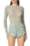 Afrm Kaylee Print Mesh Top In Multi