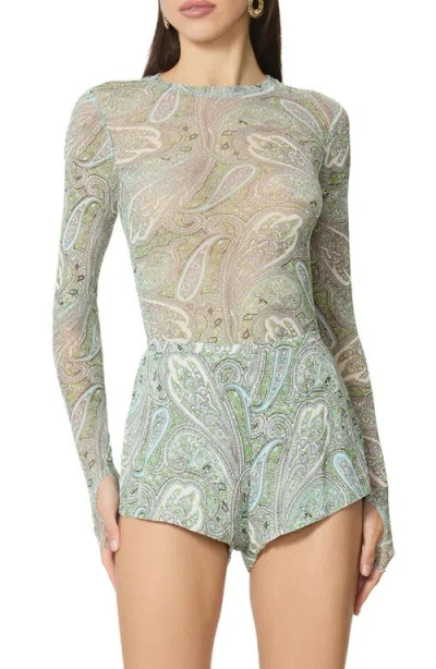 Afrm Kaylee Print Mesh Top In Multi