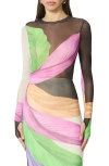 Afrm Kaylee Print Mesh Top In Multi