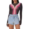 Afrm Kaylee Print Mesh Top In Ombre Shadow