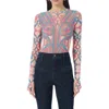 Afrm Kaylee Print Mesh Top In Sculpted Cable