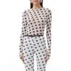 Afrm Kaylee Printed Long Sleeve Mesh Top In White