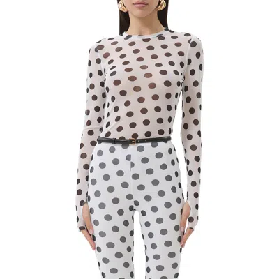 Afrm Kaylee Printed Long Sleeve Mesh Top