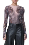 Afrm Kaylee Printed Mesh Top In Beige Leopard