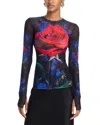 Afrm Kaylee Printed Mesh Top In Realism Rose