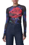 Afrm Kaylee Printed Mesh Top In Realism Rose