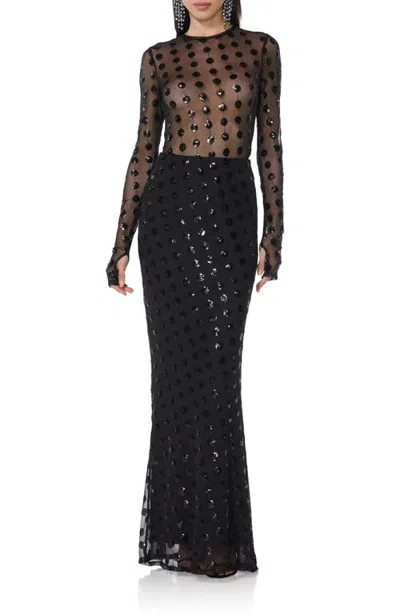 Afrm Kaylee Sequin Dot Top In Black