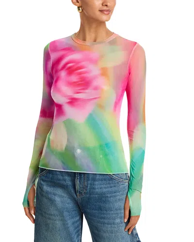 Afrm Kaylee Floral Print Long Sleeve Shirt In Multi