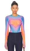 Afrm Kaylee Print Mesh Top In Cyber Heart