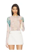 Afrm Kaylee Top In Placed Fog Floral