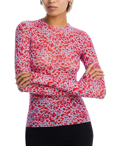 Afrm Kaylee Top In Red Ditsy