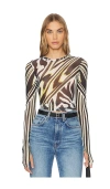 Afrm Kaylee Print Mesh Top In Zebra Lime