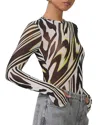 Afrm Kaylee Print Mesh Top In Zebra Lime