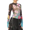 Afrm Kaylee Printed Mesh Top In Multi