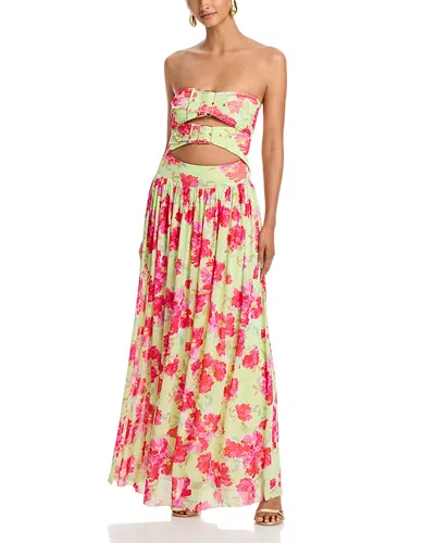 Afrm Khalid Double Buckle Maxi Dress In Multi