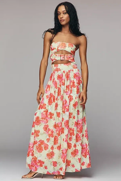 Afrm Khalid Strapless A-line Cut-out Maxi Dress In Multi