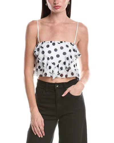 Afrm Koin Ruffle Mesh Crop Camisole In White