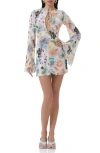 Afrm Kori Cutout Bell Sleeve Mesh Minidress