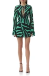 Afrm Kori Cutout Bell Sleeve Mesh Minidress In Green