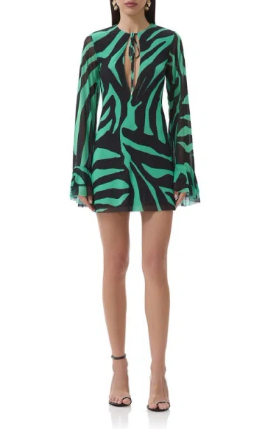 Afrm Kori Cutout Bell Sleeve Mesh Minidress