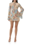 Afrm Kori Long Sleeve Minidress In Blue
