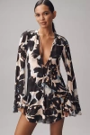 Afrm Kori Mesh Long-sleeve Mini Dress