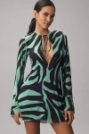 Afrm Kori Cutout Bell Sleeve Mesh Minidress