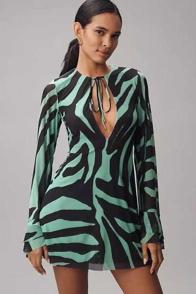 Afrm Kori Mesh Long-sleeve Mini Dress
