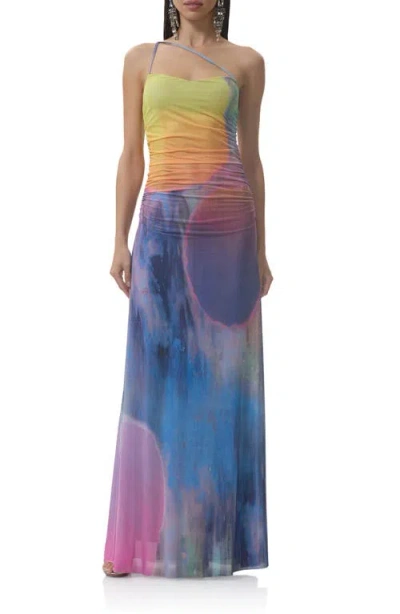 Afrm Lana One-shoulder Maxi Dress In Multi