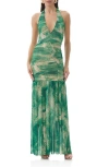 Afrm Lapointe Snakeskin Print Halter Dress In Multi