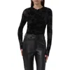 Afrm Leah Floral Flocked Mesh Top In Black