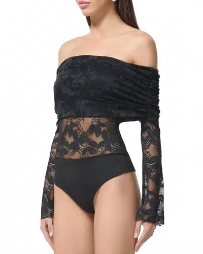Afrm Lennox Lace Bodysuit In Noir In Black