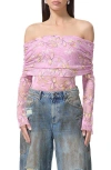 AFRM AFRM LENNOX RUCHED OFF THE SHOULDER LACE BODYSUIT
