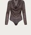 Afrm Levi Cowl Bodysuit In Vintage Leopard In Grey