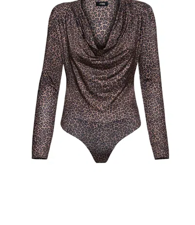Afrm Levi Cowl Bodysuit In Vintage Leopard In Multi