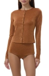 Afrm Linda Metallic Cardigan In Brown
